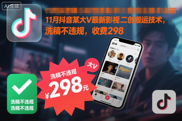 11月抖音某大V最新影视二创搬运技术,洗稿不违规,收费298-橡木仓