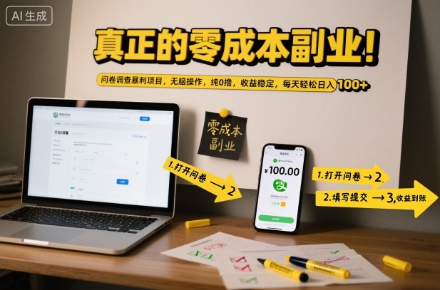 真正的零成本副业!问卷调查暴利项目,无脑操作,纯0撸,收益稳定,每天轻松日入100+【揭秘】-橡木仓