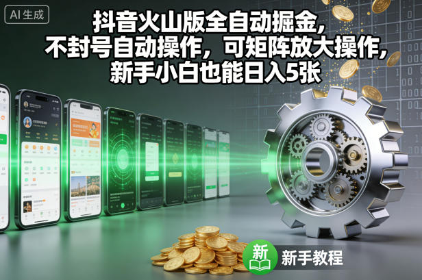 抖音火山版全自动掘金,不封号自动操作,可矩阵放大操作,新手小白也能日入5张【揭秘】-橡木仓