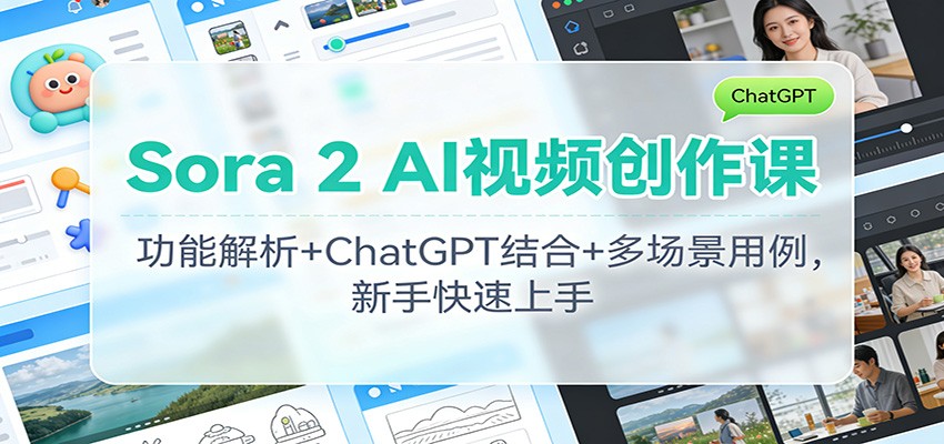 Sora 2 AI视频创作课:功能解析+ChatGPT结合+多场景用例,新手快速上手-橡木仓