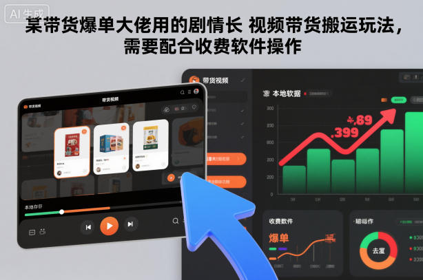 某带货爆单大佬用的剧情长视频带货搬运玩法,需要配合收费软件操作-橡木仓
