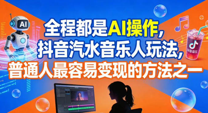 全程都是AI操作，抖音汽水音乐人玩法，普通人最容易变现的方法之一-橡木仓