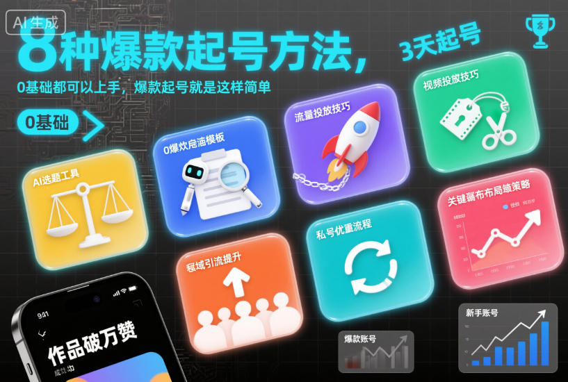8种爆款起号方法，0基础都可以上手，爆款起号就是这样简单-橡木仓
