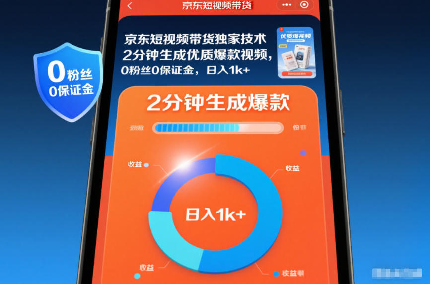 京东短视频带货独家技术,2分钟生成一条优质爆款视频,0粉丝0保证金,日入1k+【揭秘】-橡木仓