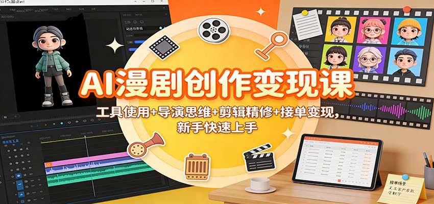 AI漫剧创作变现课：工具使用+导演思维+剪辑精修+接单变现，新手快速上手-橡木仓