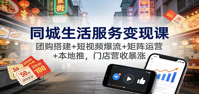 同城生活服务变现课：团购搭建+短视频爆流+矩阵运营+本地推，门店营收暴涨-橡木仓