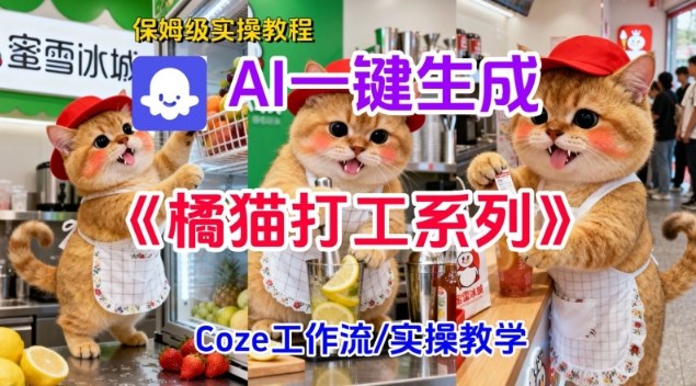 Coze扣子工作流一键生成胖橘猫打工短视频,保姆级实操搭建教学-橡木仓