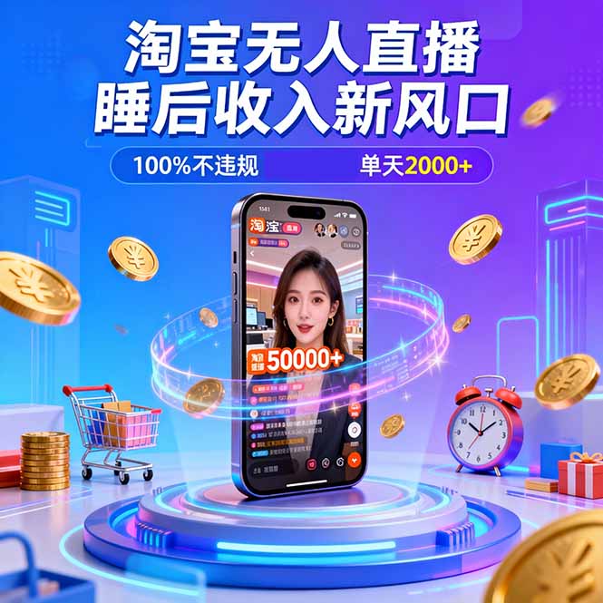 淘宝无人直播,不违规不封号,直播100小时卖了5万,年底旺季!-橡木仓
