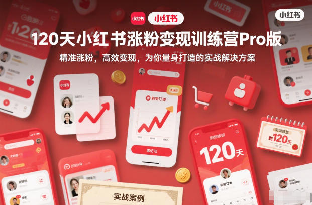 120天小红书涨粉变现训练营Pro版,精准涨粉,高效变现,为你量身打造的实战解决方案-橡木仓