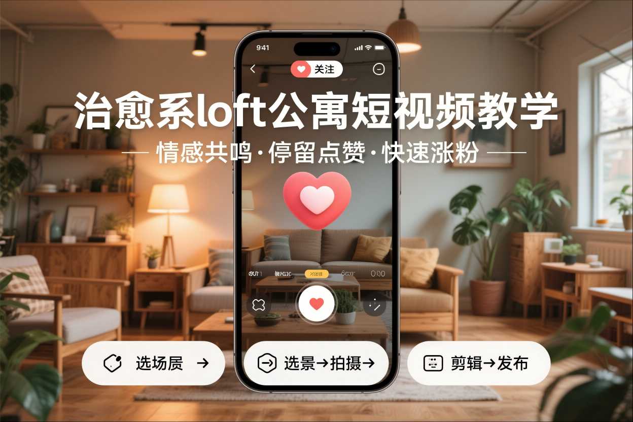 治愈系loft公寓短视频制作教学，情感共鸣引停留点赞关注，快速起号涨粉-橡木仓