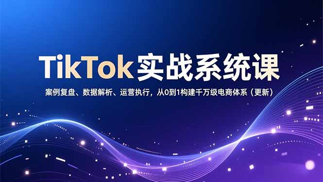 TikTok实战系统课，案例复盘、数据解析、运营执行，从0到1构建千万级电商体系(更新-橡木仓