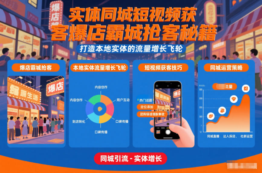 实体同城短视频获客爆店霸城抢客秘籍,打造本地实体的流量增长飞轮-橡木仓