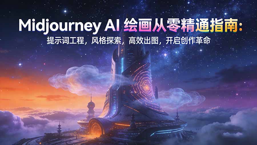 Midjourney AI绘画从零精通指南：提示词工程，风格探索，高效出图，开启创作革命-橡木仓