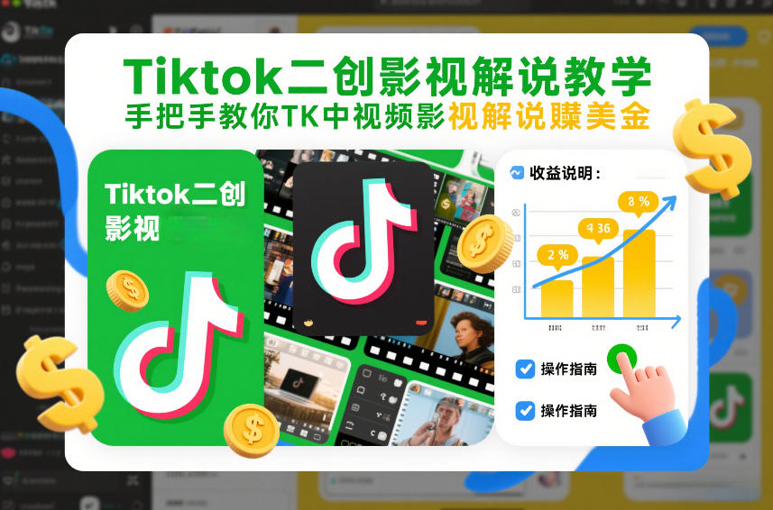 Tiktok二创影视解说教学，手把手教你TK中视频影视解说賺美金(更新26年1月)-橡木仓