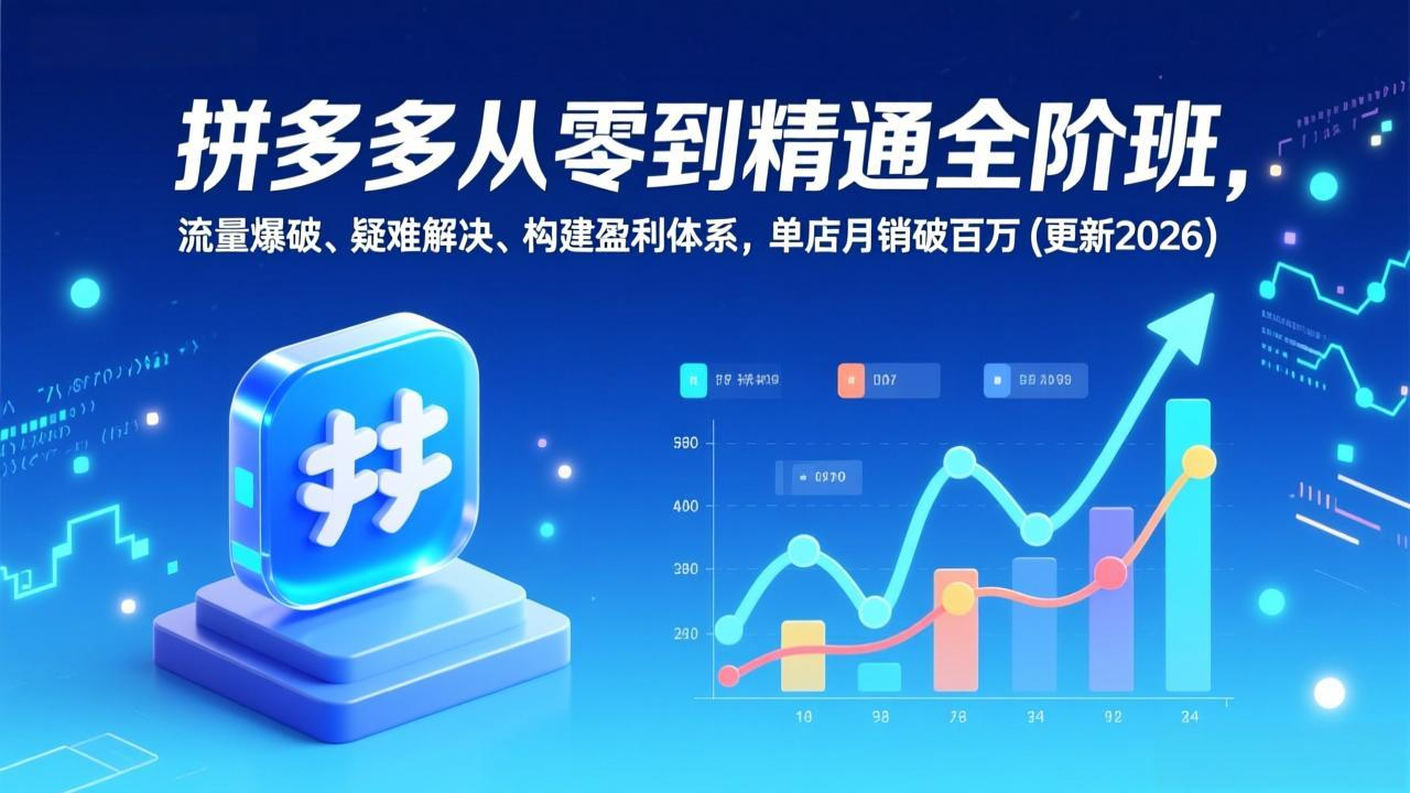 拼多多从零到精通全阶班，流量爆破、疑难解决，构建盈利体系，单店月销破百万(更新2026-橡木仓