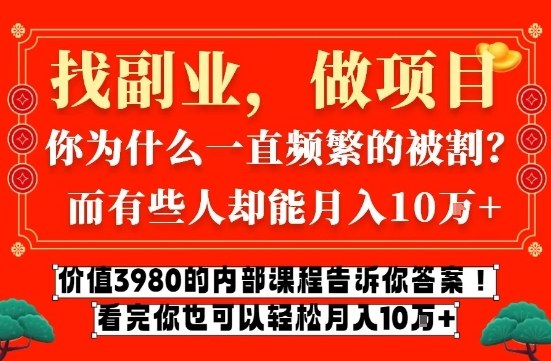 价值3980的网创内部课程，告诉你互联网创业月入10个W的秘密【揭秘】-橡木仓