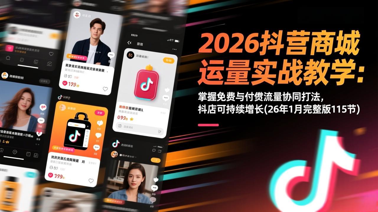 2026抖音商城运营实战教学：掌握免费与付费流量协同打法，抖店可持续增长(26年1月完整版115节-橡木仓