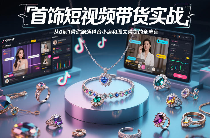 首饰短视频带货实战,从0到1带你跑通抖音小店和图文带货的全流程-橡木仓
