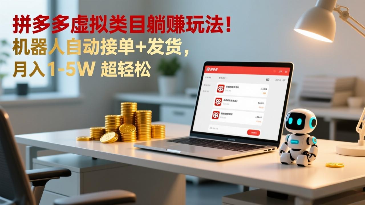 多多虚拟类目躺赚玩法!机器人自动接单+发货,月入 1-5W 超轻松-橡木仓