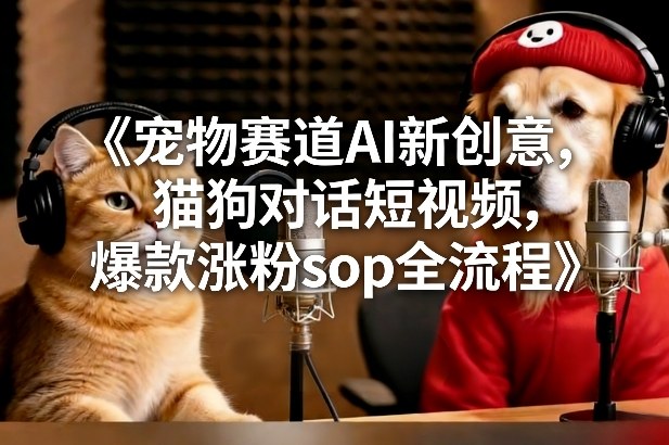 宠物赛道AI新创意，猫狗对话短视频，爆款涨粉sop全流程-橡木仓