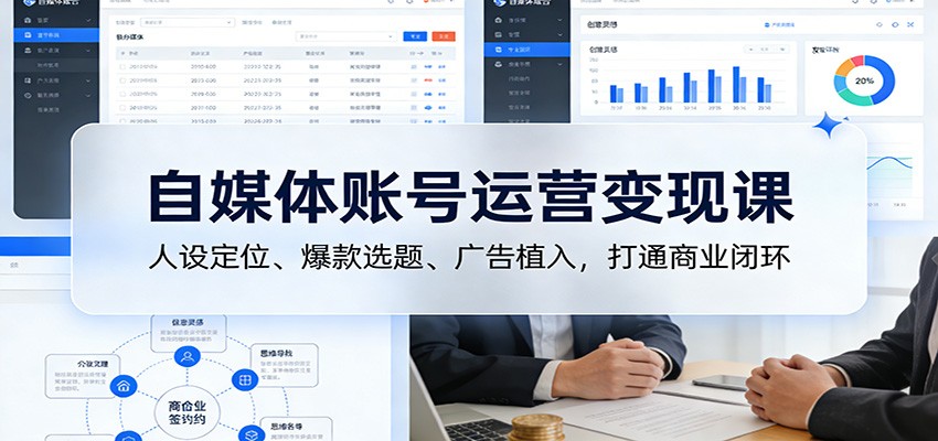 自媒体账号运营变现课：人设定位、爆款选题、广告植入，打通商业闭环-橡木仓