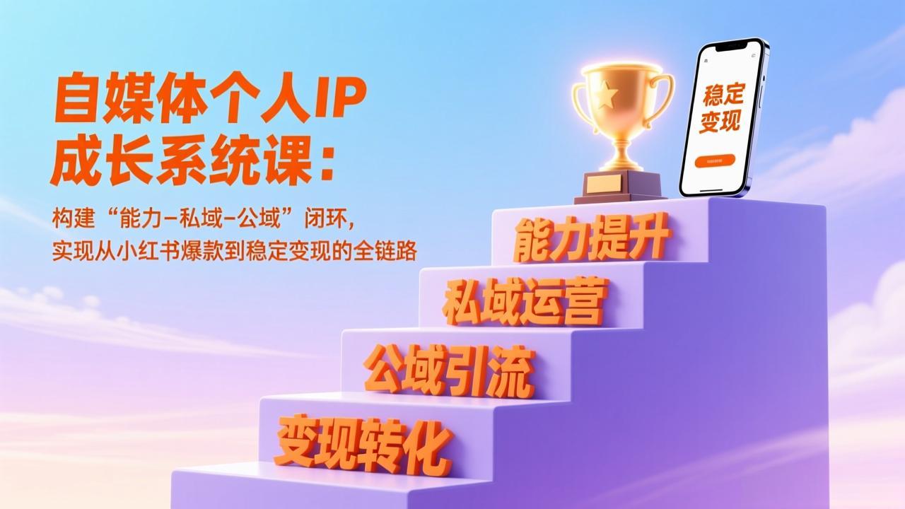 自媒体个人IP成长系统课：构建“能力-私域-公域”闭环，实现从小红书爆款到稳定变现的全链路-橡木仓