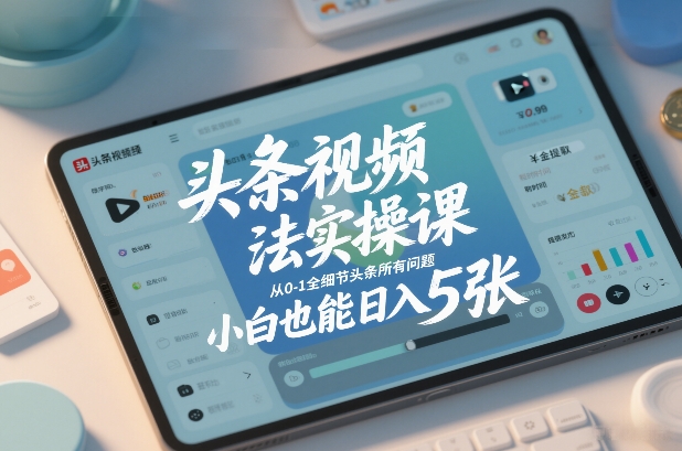 头条视频玩法实操课，从0-1全细节头条所有问题，小白也能日入5张-橡木仓