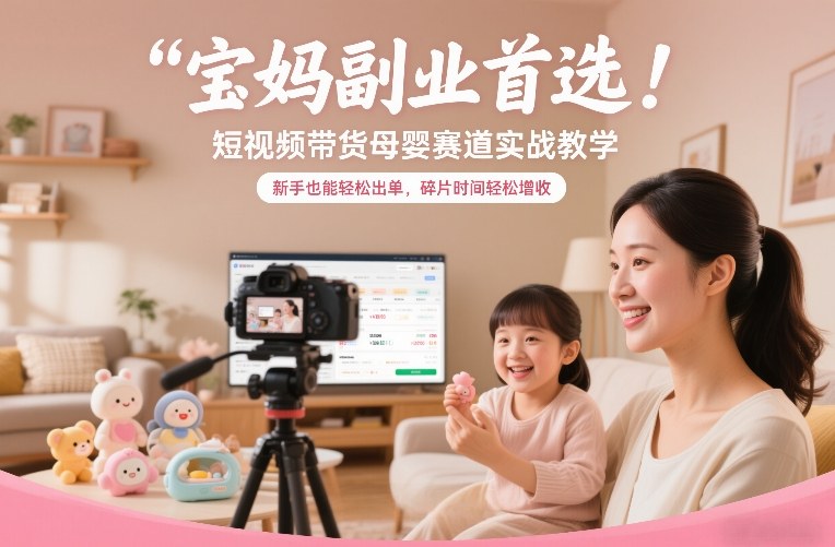 宝妈副业首选！短视频带货母婴赛道实战教学，新手也能轻松出单，碎片时间轻松增收-橡木仓