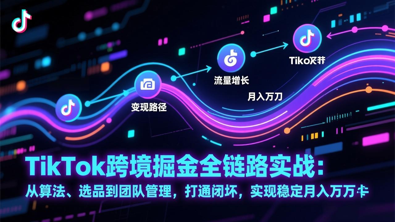 TikTok跨境掘金全链路实战：从算法、选品到团队管理，打通闭环，实现稳定月入万刀-橡木仓