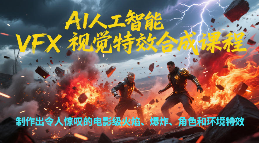 AI人工智能VFX视觉特效合成课程，制作出令人惊叹的电影级火焰、爆炸、角色和环境特效-橡木仓