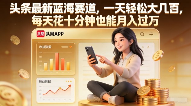 头条最新蓝海赛道，一天轻松大几张，每天花十分钟也能月入过1W【揭秘】-橡木仓