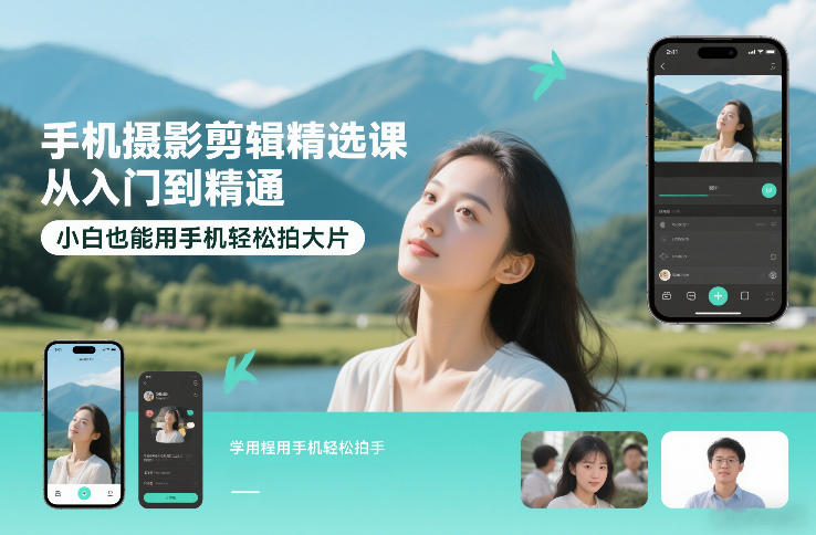 手机摄影剪辑精选课,从入门到精通,小白也能用手机轻松拍大片-橡木仓