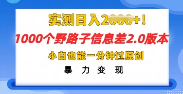 2025抖音1000个野路子信息差最新玩法,一分钟过原创,暴力变现月入几k-橡木仓