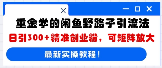 重金学的闲鱼野路子引流法,日引300+精准创业粉,可矩阵放大-橡木仓