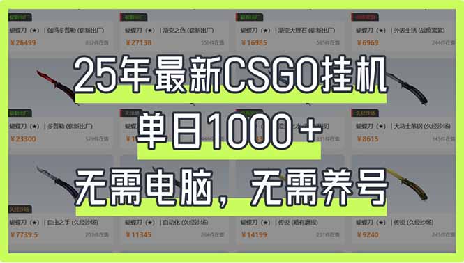 (14178期)25年最新CSGO挂机系统,单日1000+,无需电脑,无需养号,0基础可上手-橡木仓