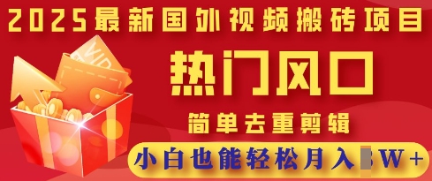 2025最新视频搬砖项目,热门风口,简单去重剪辑,小白也能轻松月入过W-橡木仓