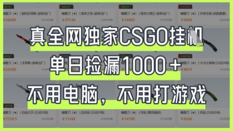 真全网独家CSGO挂G,单日捡漏1k+【揭秘】-橡木仓